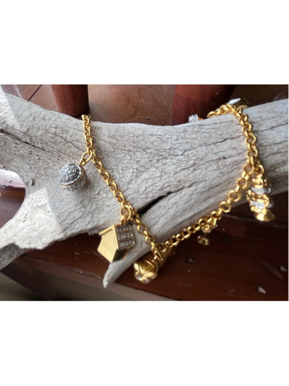 Vintage Danbury Mint Pug Dog Charm Bracelet 24K Gold Plated In Original Box